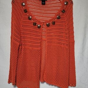 Vibrant Orange Women's Crochet Cardigan
